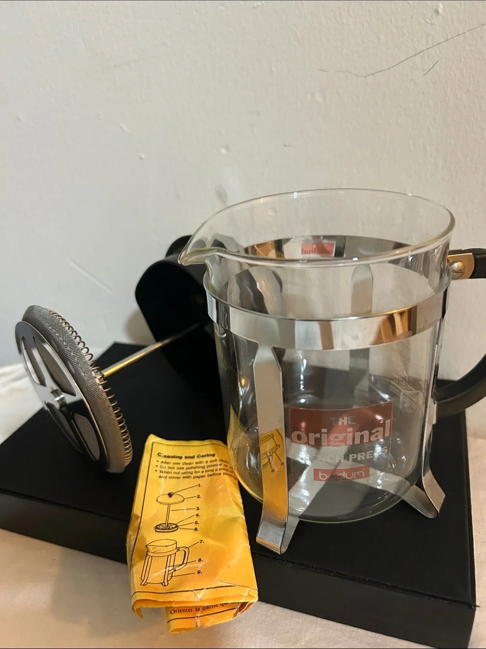 Like - New Stainless Steel and Glass French Press Coffee Maker - Black Handle